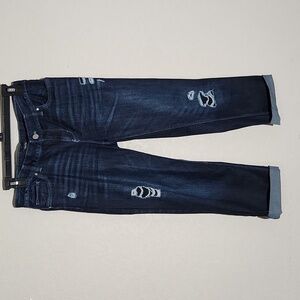 White House Black Market Womens Jeans Size 2 Straight Cropped Rolled Hem Denim